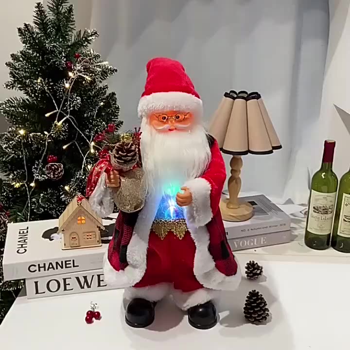 Decoratiune Mos Craciun dansator, 50 cm, alimentare cu baterii