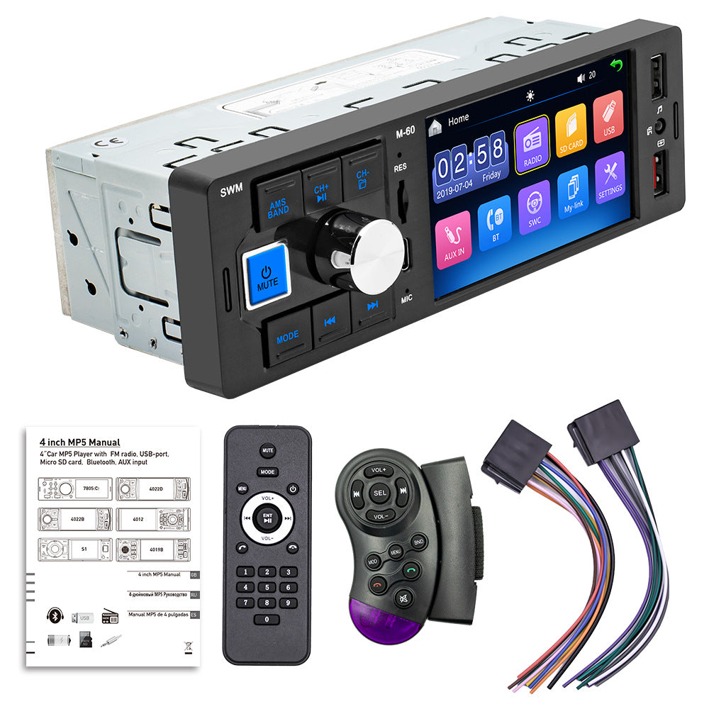 Radio MP5 Player auto cu bluetooth, mirrorlink, ecran color cu touch 4.1 inch, USB, telecomanda