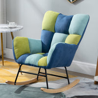 Fotoliu balansoar pentru relaxare cu material catifelat si cadru metalic - imagine 11