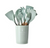 Set 13 ustensile de gatit din silicon, maner rezistent din bambus