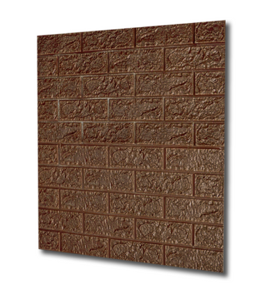 Tapet 3D caramizi maro, auto-adeziv pentru interior, 70 x 77 cm