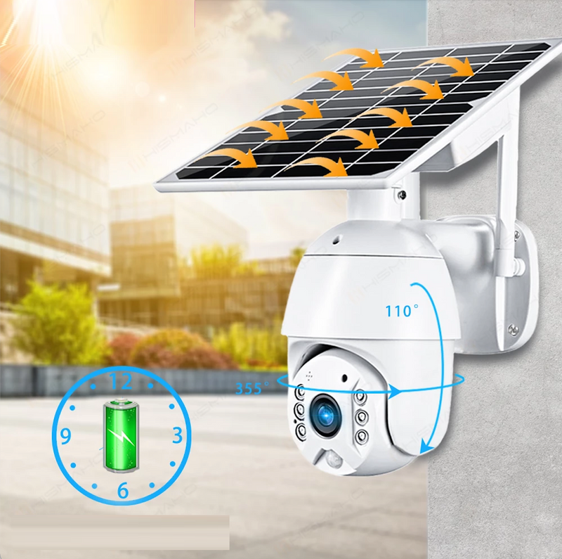 Camera de supraveghere wireless cu panou solar, 1080p, WiFi/4G, 355°, infrarosu