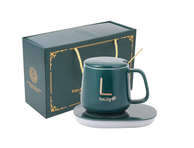 Cana ceramica cu incalzitor, lingurita, temperatura constanta 55 grade, 220V, 400 ml, verde