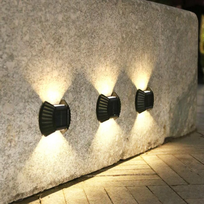 Set 4 lampi solare exterioare pentru perete, iluminare sus-jos