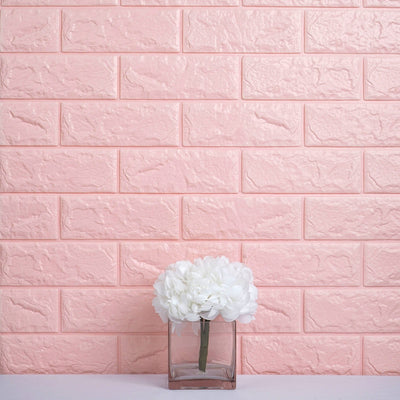 Tapet 3D caramizi roz, auto-adeziv pentru interior, 70 x 77 cm