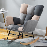 Fotoliu balansoar pentru relaxare cu material catifelat si cadru metalic - imagine 2