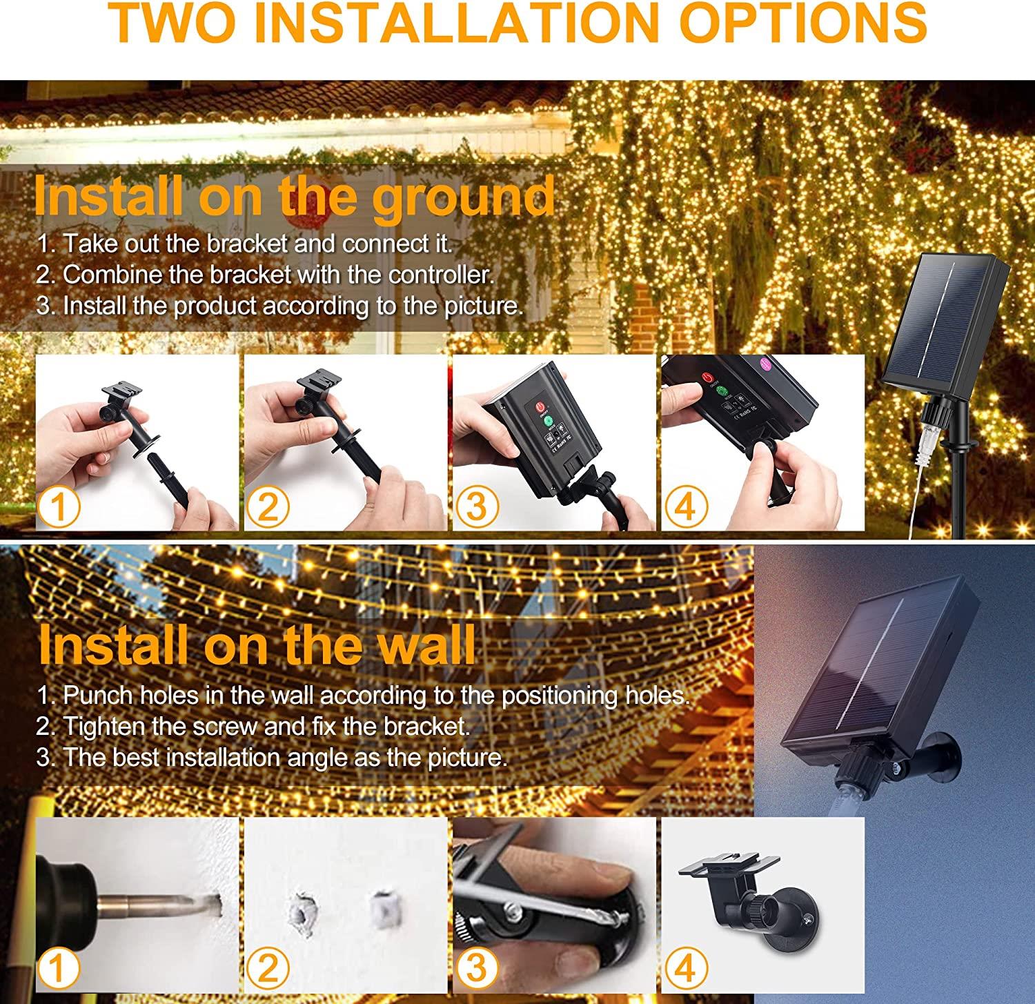 Instalatie sir solar LED pentru exterior cu incarcare solara