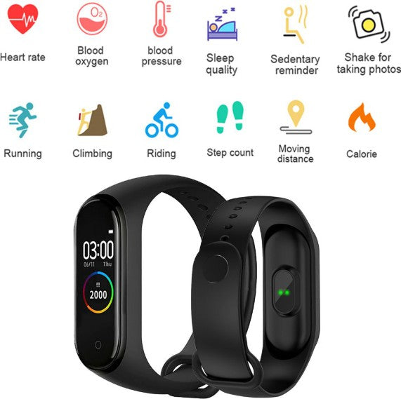 Bratara fitness M4 inteligenta cu masurarea tensiunii, Ritm cardiac, Nivel oxigen, Pedometru, Bluetooth