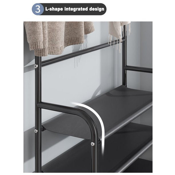 Cuier pentru haine cu suport pantofi, 5 rafturi, 60cm