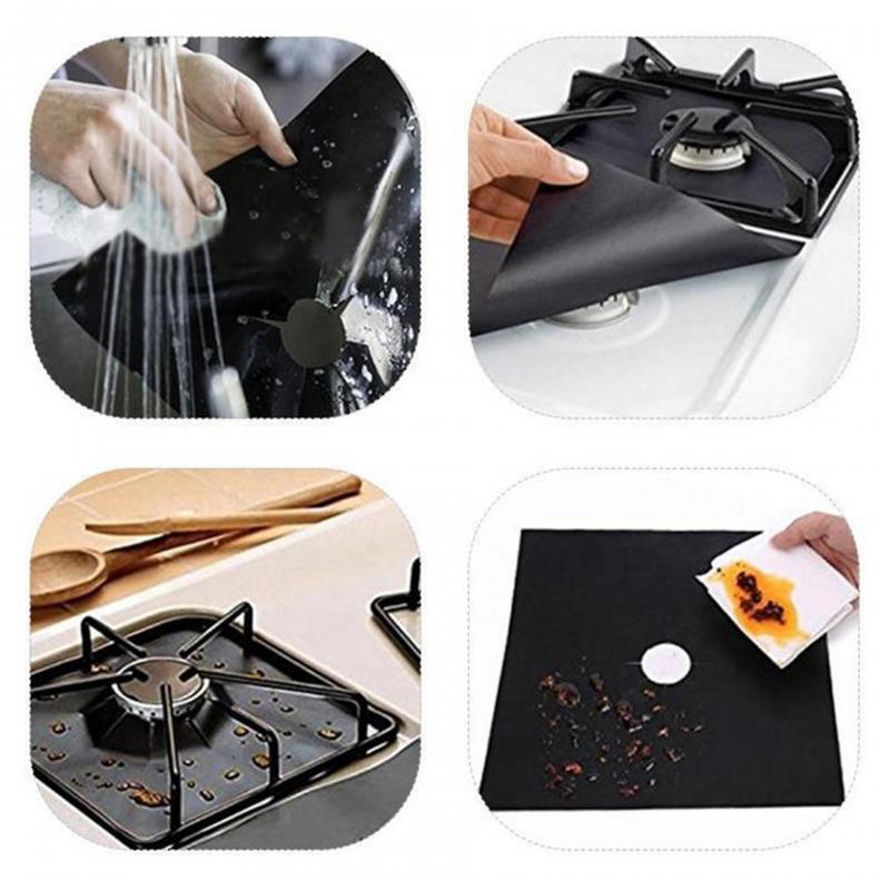 Set 4 folii detasabile de protectie pentru aragaz, usor de spalat, din teflon