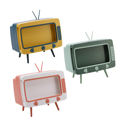 Cutie pentru servetele cu suport telefon sub forma de TV retro