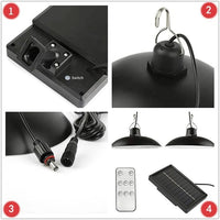 Lampa solara suspendata cu 2 becuri LED, telecomanda, 50W - imagine 7