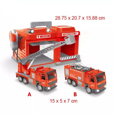 Set de  joaca masina de pompieri cu statie si garaj, microfon, lumini si sunete