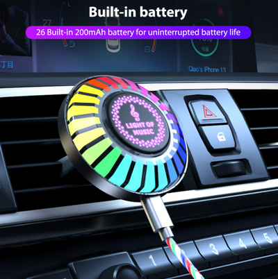 Odorizant auto iluminat RGB cu clips pentru prindere in grila, controlabil prin aplicatie