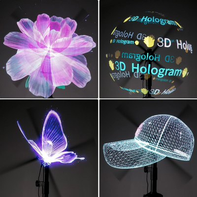 Proiector holograma 3D cu LED-uri, tip ventilator, control wireless