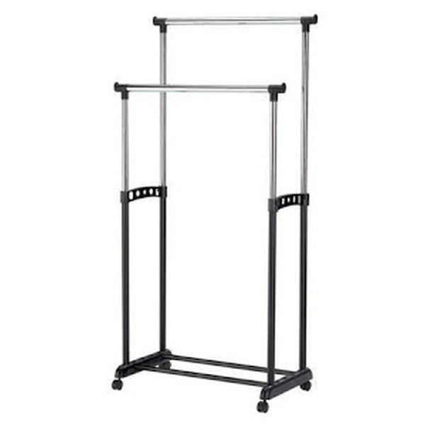 Suport metalic mobil dublu pentru imbracaminte - inaltime 140 cm - Tenq.ro