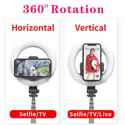 Inel trepied Selfie Stick Bluetooth L07, portabil, LED 5 inch, 90 cm - Tenq.ro