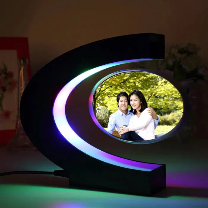 Rama foto plutitoare care leviteaza cu suport luminat colorat