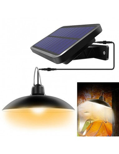 Lampa solara suspendata cu 2 becuri LED, telecomanda, 50W