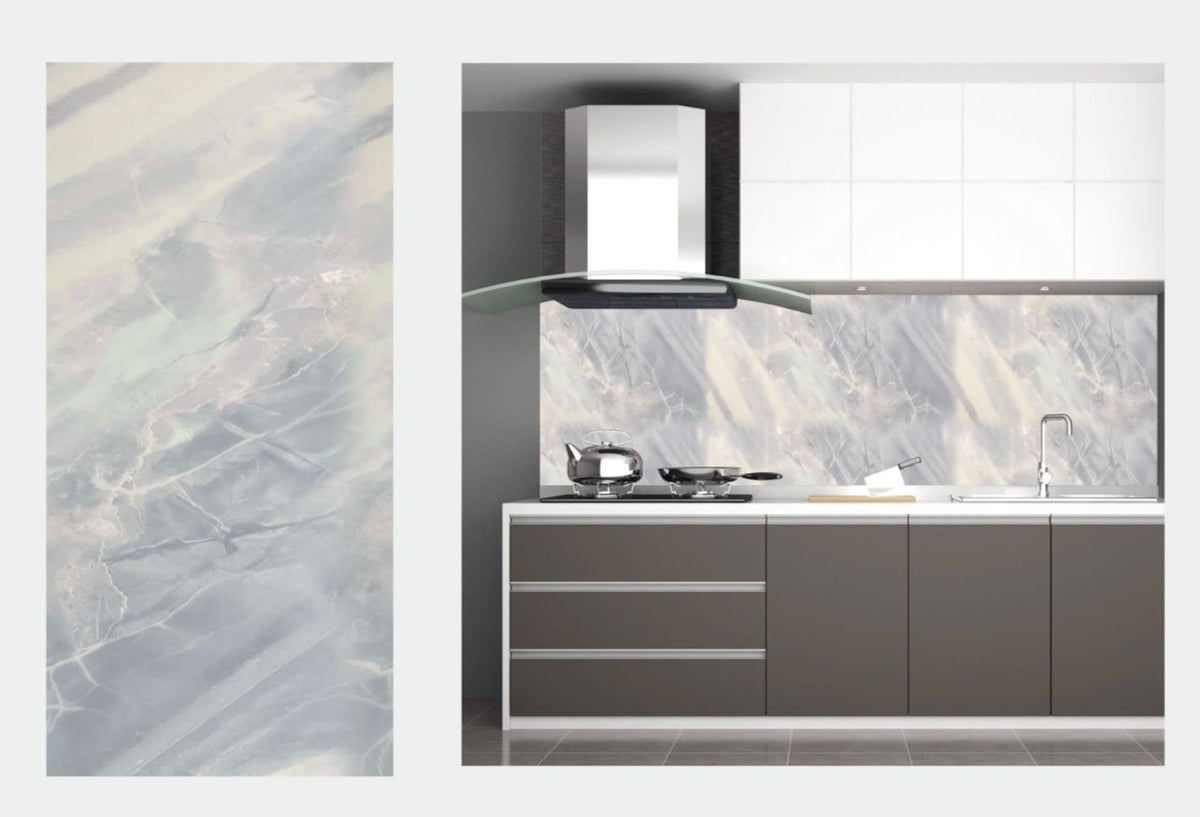 Placa autoadeziva pentru pardoseala sau perete tip marmura, impermeabila, 60x30cm