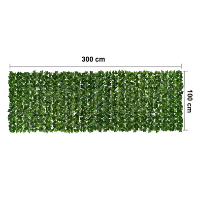 Gard artificial verde cu frunze, 300x100cm