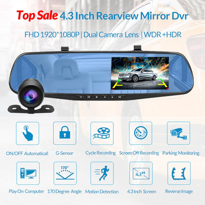 Oglinda retrovizoare 4.5 inch cu camera HD 1080P, DVR auto, cu microfon si difuzor incorporate + camera suplimentara marsarier