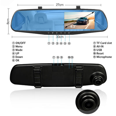 Oglinda retrovizoare 4.5 inch cu camera HD 1080P, DVR auto, cu microfon si difuzor incorporate + camera suplimentara marsarier
