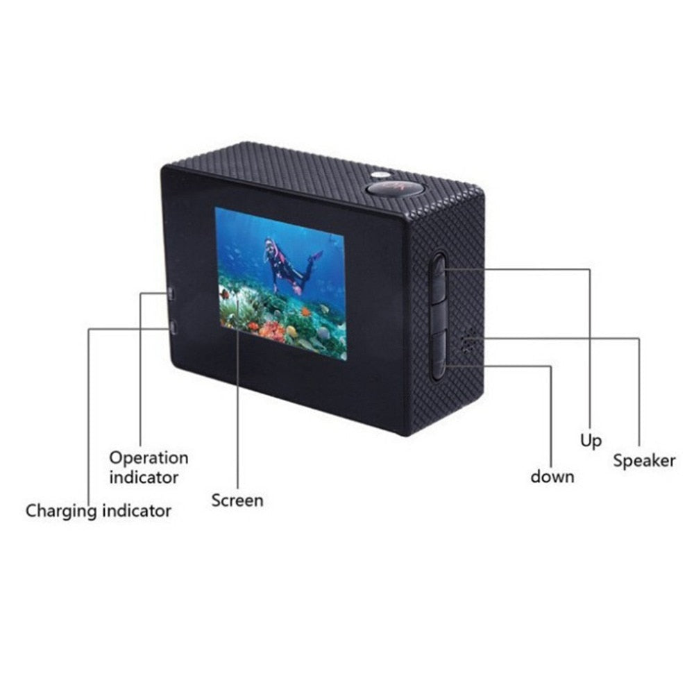 Camera video sport de actiune, Full HD, carcasa rezistenta la apa
