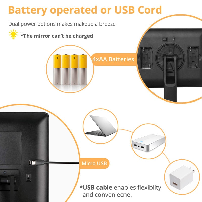 Oglinda makeup iluminata LED pentru machiaj, portabila