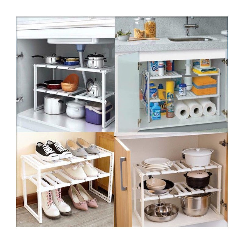 Etajera ajustabila cu doua rafturi, de pus sub chiuveta