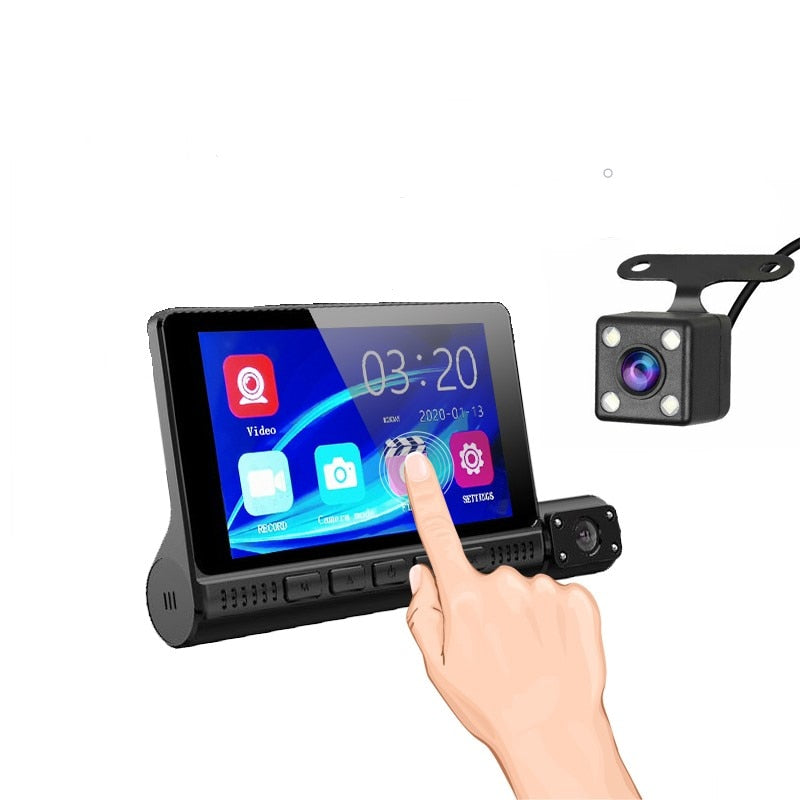 Camera auto DVR, 3 camere, video Full HD 1080 x 1920, Ecran tactil