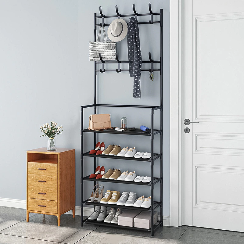 Cuier pentru haine cu suport pantofi, 5 rafturi, 60cm