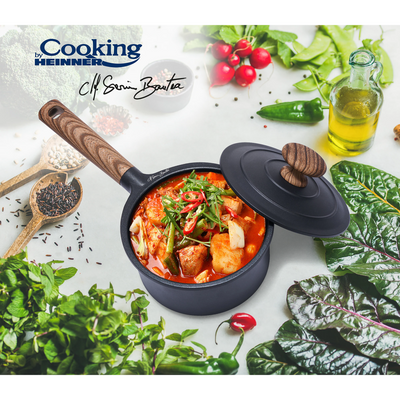 Tigaie adanca aluminiu cu capac, Cooking by Heinner, Taste of Home by Chef Sorin Bontea, inductie, 16 x 8 cm, 1.5 L