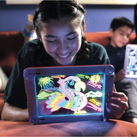 Tableta luminoasa pentru desenat, Magic Pad, carioci speciale si sabloane incluse, divertisment educativ - imagine 4