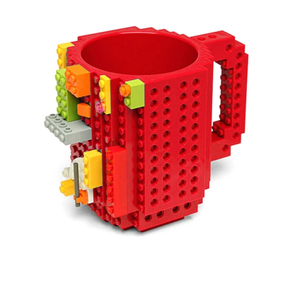 Cana customizabila cu piese lego, pentru copii, 350 ml, plastic
