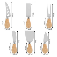 Set 6 cutite cu maner de lemn pentru branzeturi - imagine 2