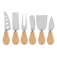 Set 6 cutite cu maner de lemn pentru branzeturi
