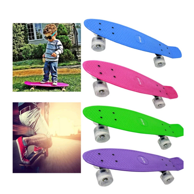 Skateboard Penny Board cu led, pentru copii, 55cm