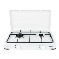 Aragaz emailat Ertone  ERT-MN 207, portabil, pentru camping, 2 arzatoare, 57 x 27x 7 cm; Alb - imagine 3