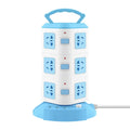 Prelungitor turn / vertical cu 12 Prize 3 porturi USB, 3 Intrerupatoare, alb/albastru