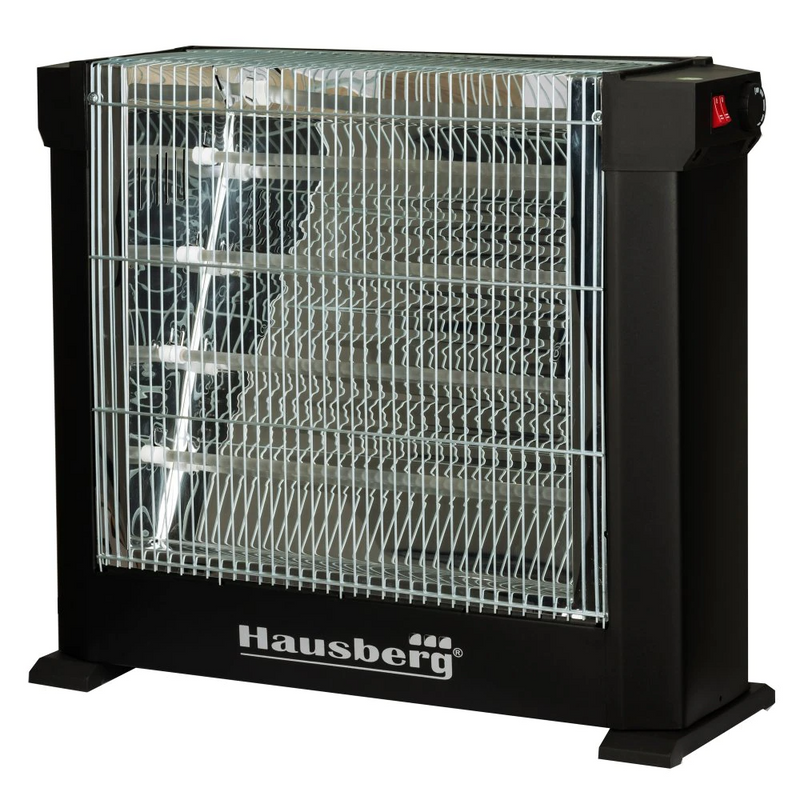 Radiator quartz Hausberg HB 8800, 2200 W, 4 tuburi quartz, 2 trepte putere, termostat reglabil