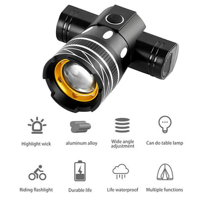 Set far LED T6 cu stop pentru bicicleta, incarcare USB