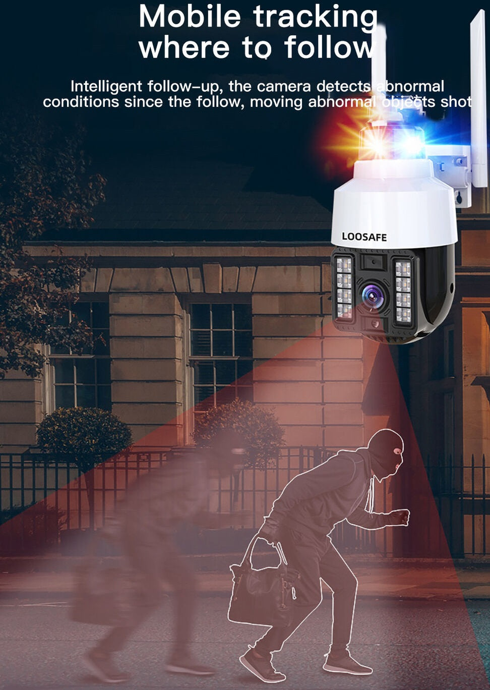 Camera supraveghere WIFI 1080p, cu sirena, vedere color noaptea, Rotire 360, V380 pro