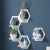 Set 3 rafturi decorative in forma de hexagon, alb