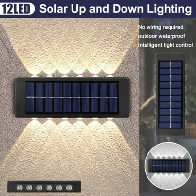 Set 2 lampi solare de perete cu iluminare sus si jos 12 leduri