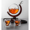 Set pentru Cognac, Whiskey, Sticla-decantor model Cap de Mort si 2 pahare
