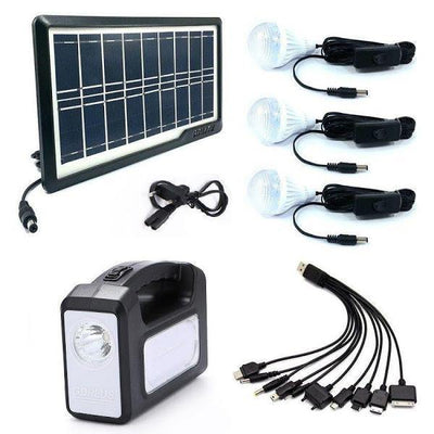 Kit panou solar GDPLUS-GD7 cu 3 becuri si lanterna inclusa - Tenq.ro