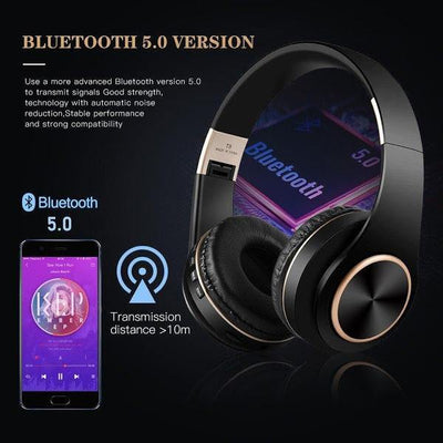 Casti Bluetooth T8 Stereo cu Microfon, Suport Card, Negru - Tenq.ro