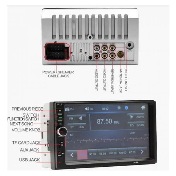 Player Auto MP5 Cu Display Touchscreen 7 Inch, Bluetooth, Slot USB Si MicroSD - Tenq.ro