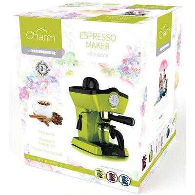 Espressor manual Heinner Charm, 800W, 250ml, 3.5 bar, Verde - Tenq.ro